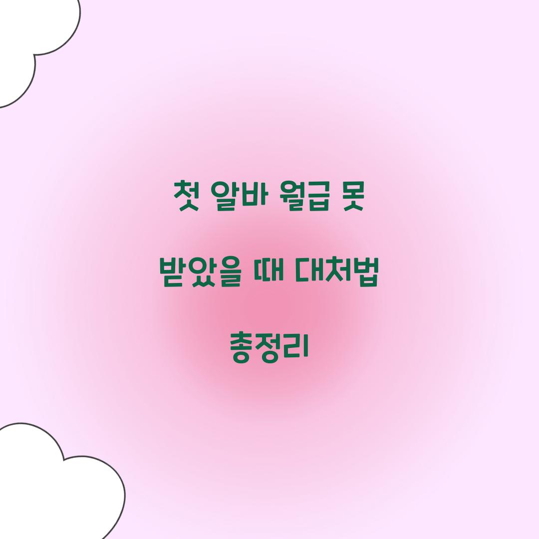 첫 알바 월급 못 받았을 때