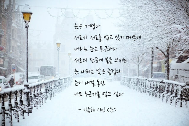 눈에 대한 시가 들어간 이미지