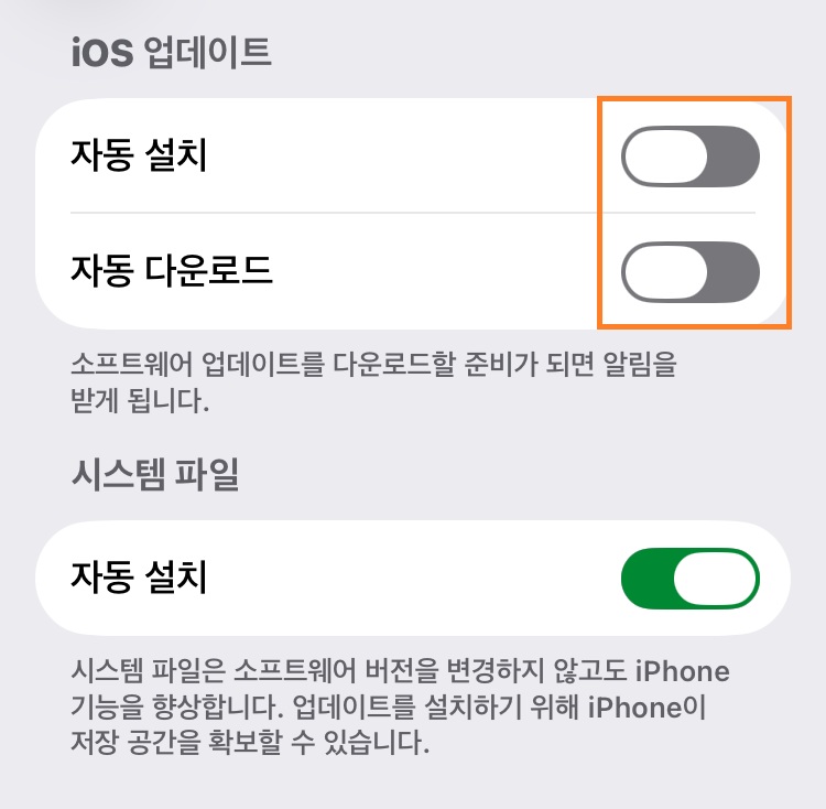 세부항목 설정 화면