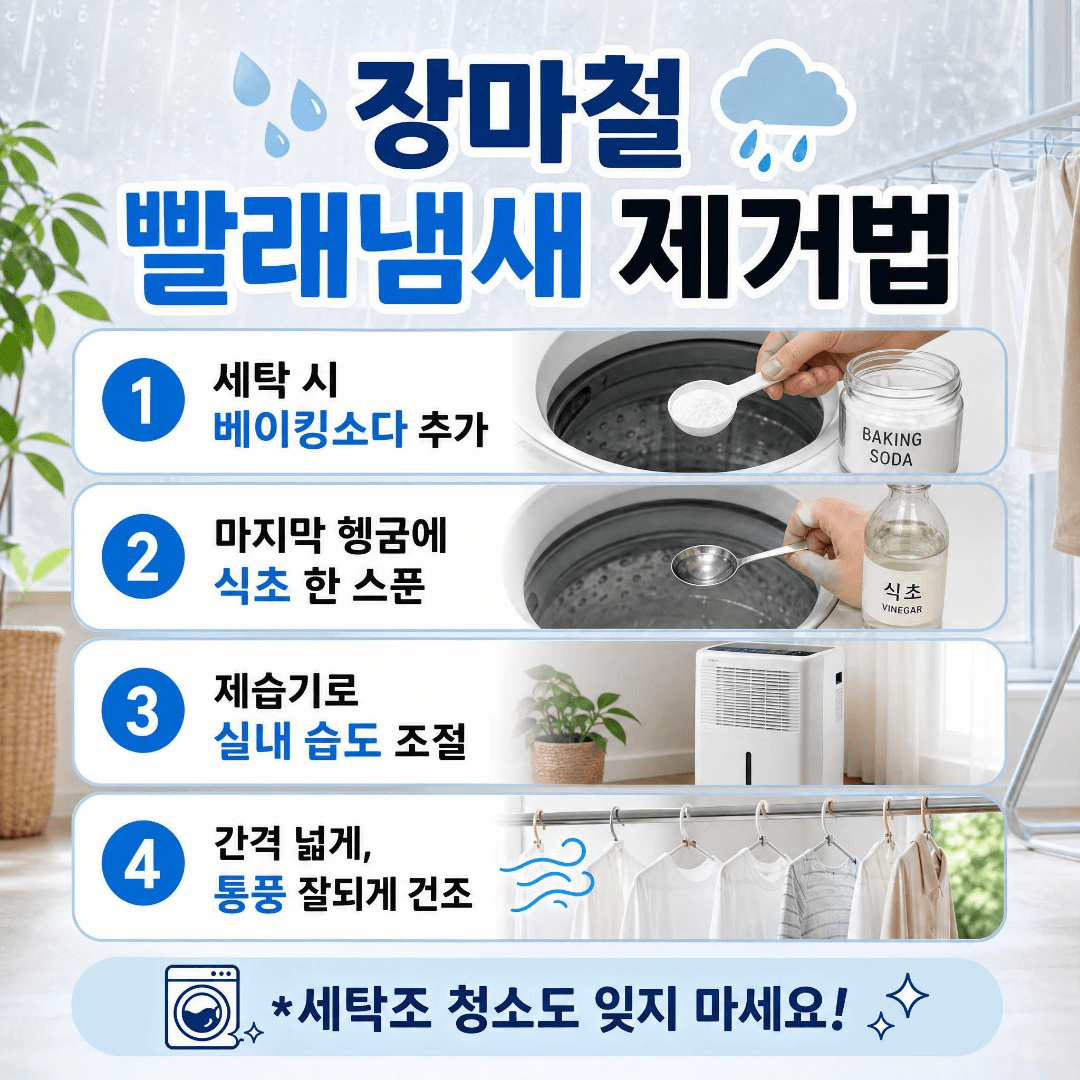 장마철 빨래 냄세 제거법
