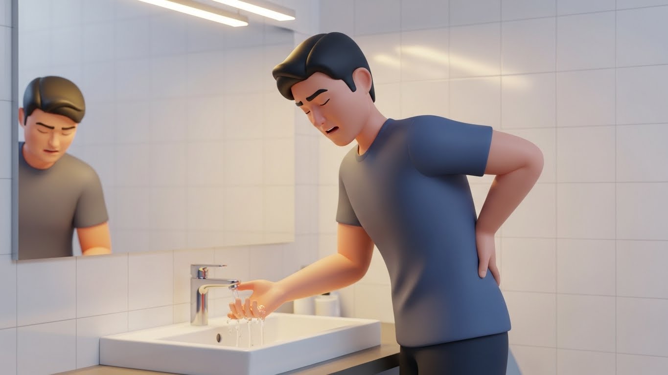 아침 세수할 때 유독 허리가 아픈 이유