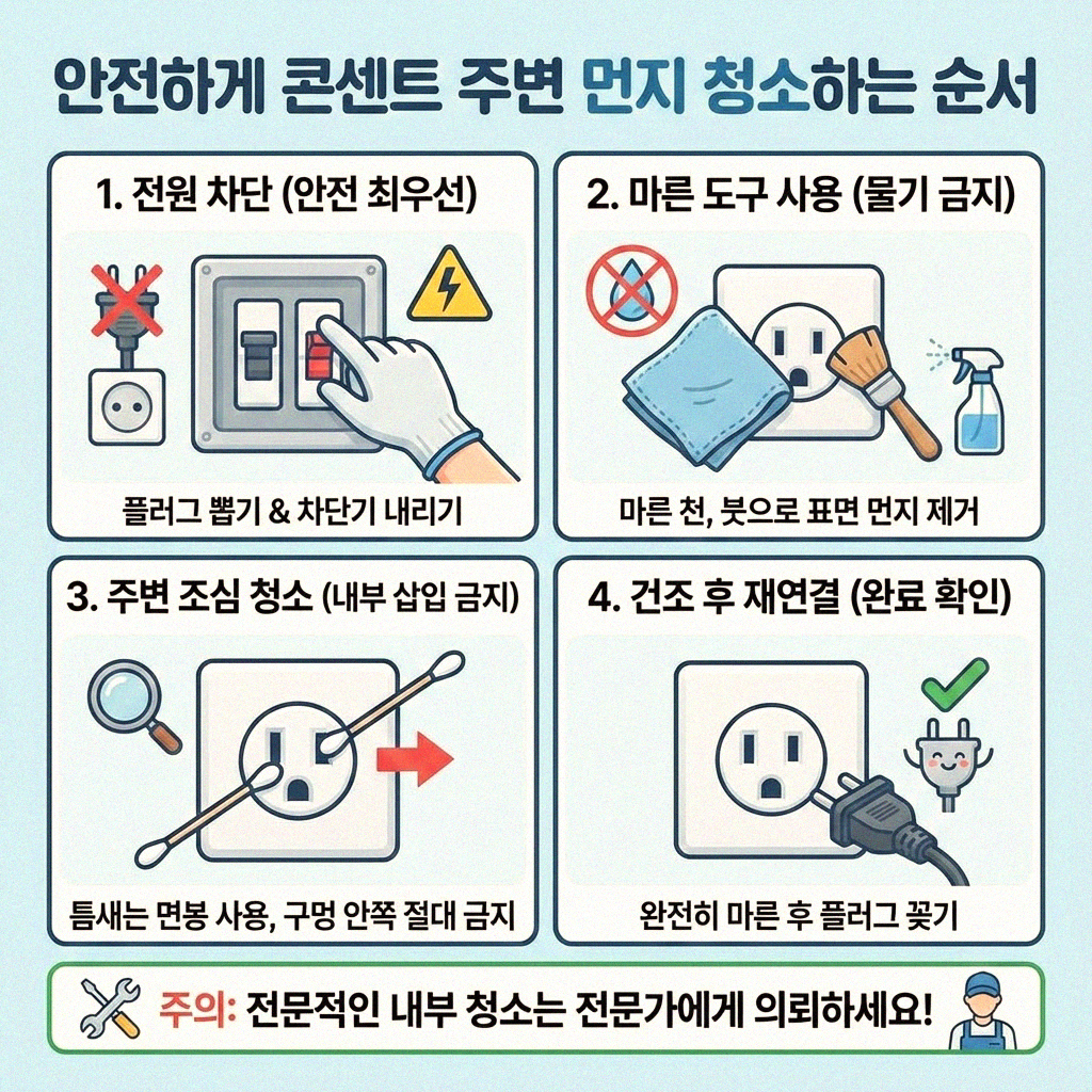 깨끗한 집 만들기 콘센트 주변 먼지 청소 완벽 가이드