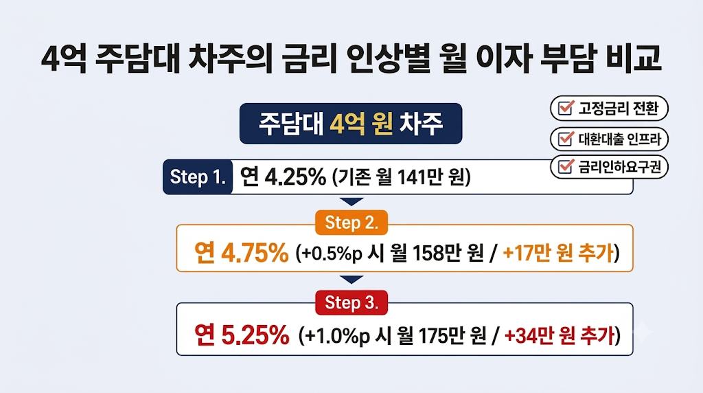 금리 인상별 이자 부담 비교