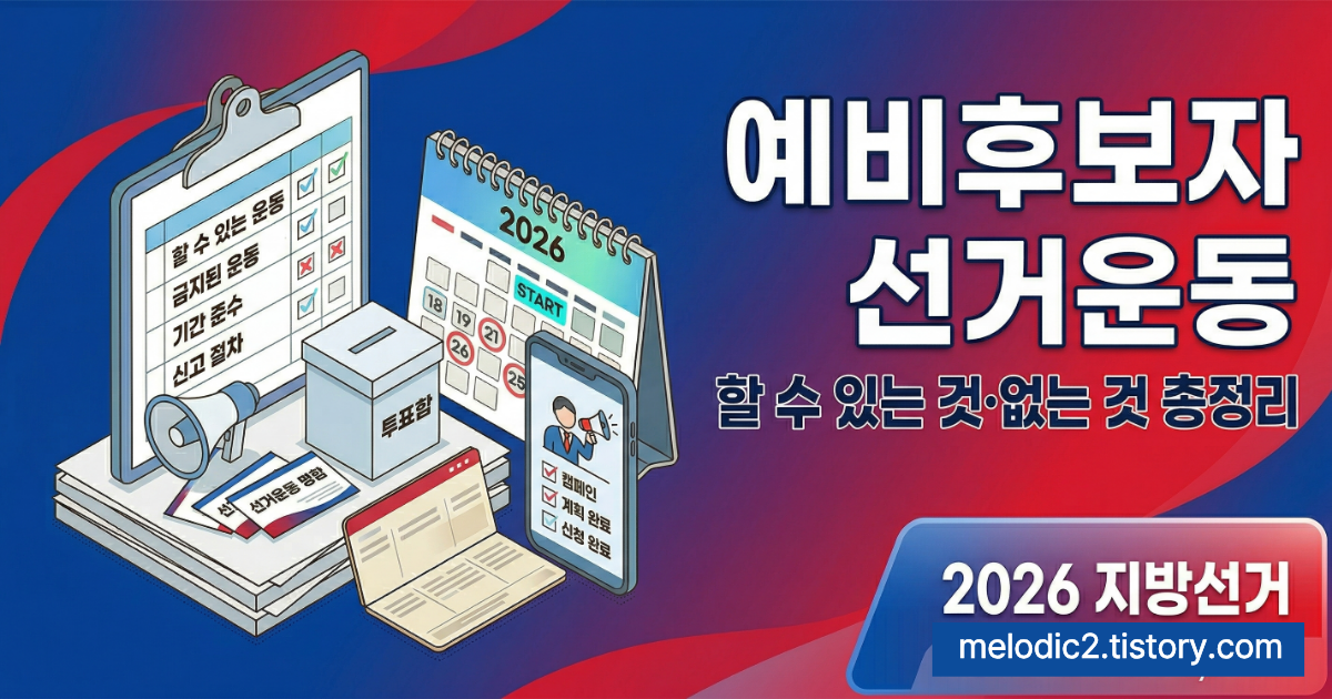 2026 지방선거 예비후보자 선거운동 방법 할 수 있는 것 없는 것 총정리