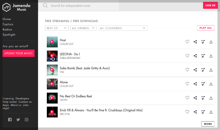저작권 없는 무료 음악 다운로드 사이트, 자멘도