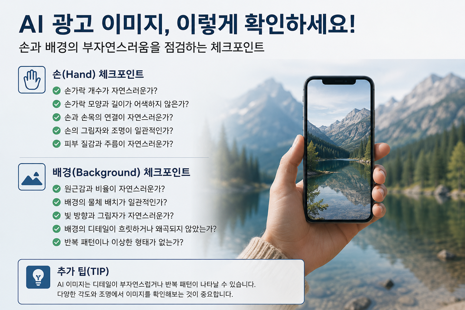 2026 AI 광고 이미지에서 손과 배경을 확인하는 방법 ❘ 실수 줄이는 체크포인트
