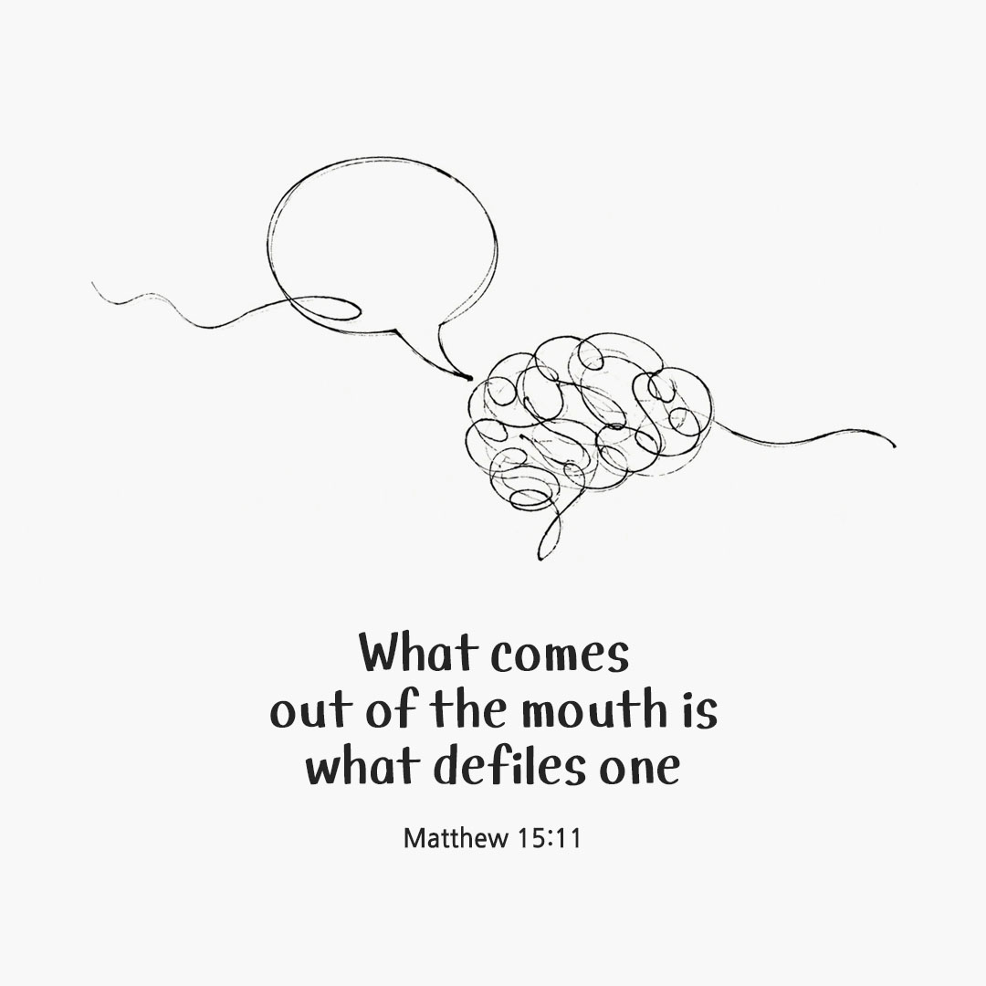 Today's Bible verse card Matthew 15:11 scripture image