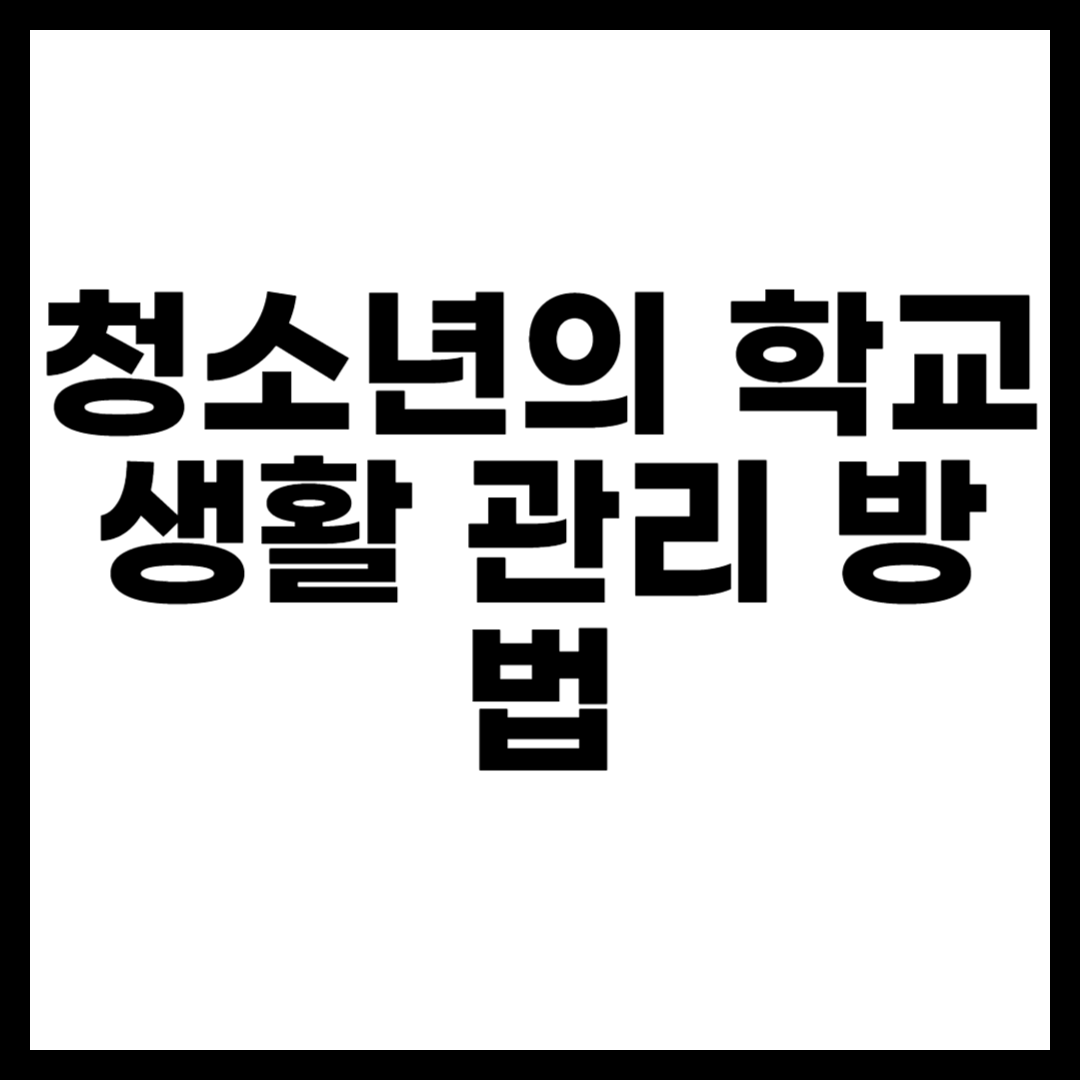 청소년의 학교 생활 관리 방법
