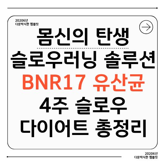 BNR17유산균
몸신의탄생
슬로우러닝다이어트
유산균다이어트
장건강
체중관리
4주다이어트
중년다이어트
건강정보