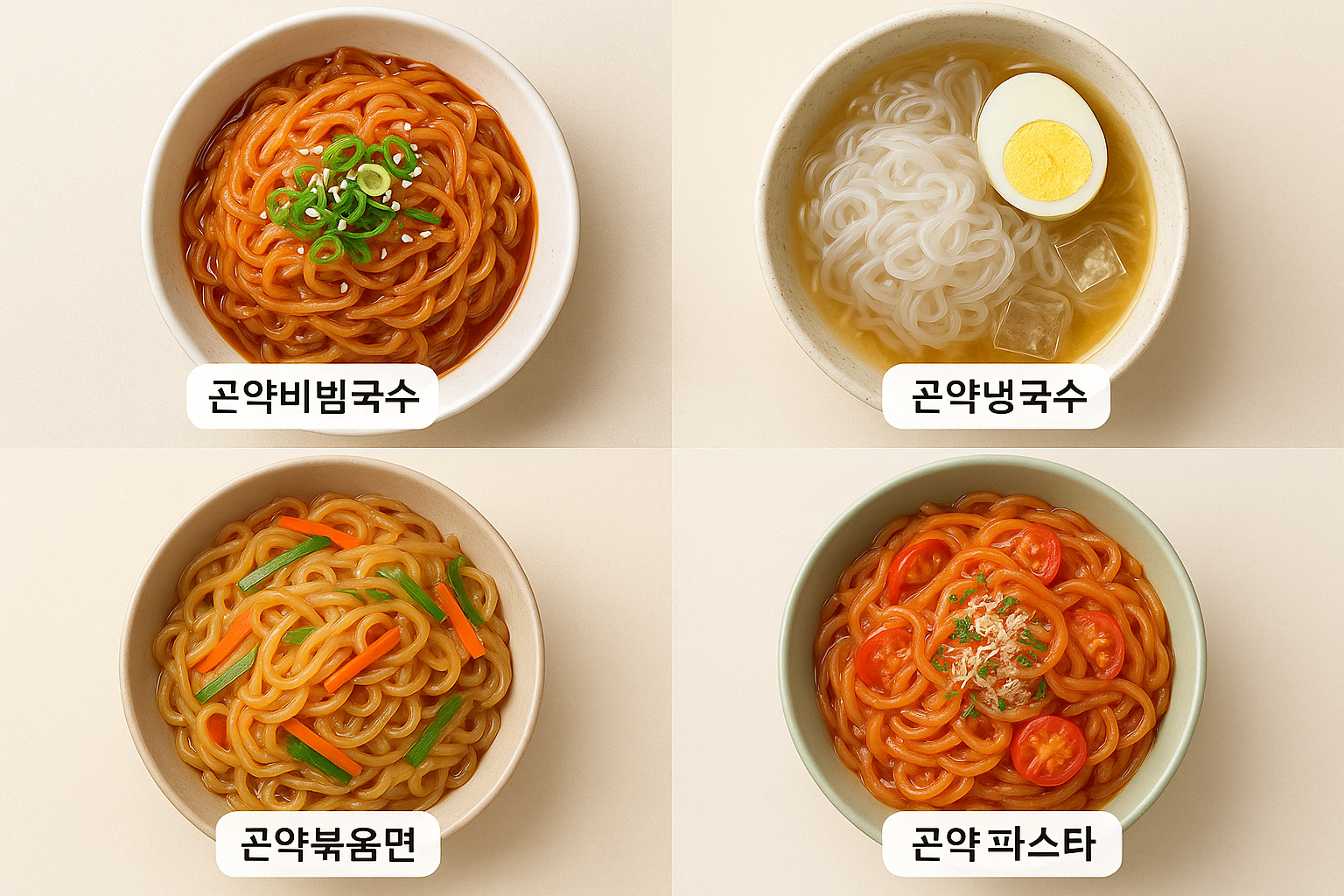 &quot;곤약국수의 다양한 활용법과 주의사항&quot;에 대한 이미지입니다.