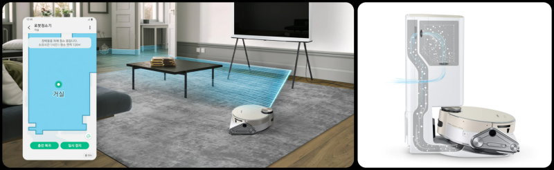 라이다센서와 청정스테이션을 탑제한 사진입니다.