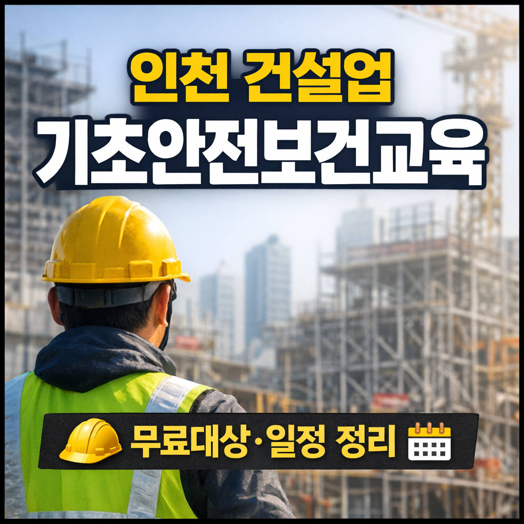 건설업 기초안전보건교육 인천 이수증 신청방법 총정리