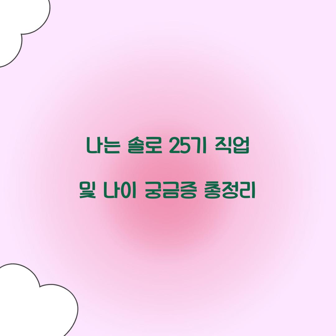 나는 솔로 25기 직업