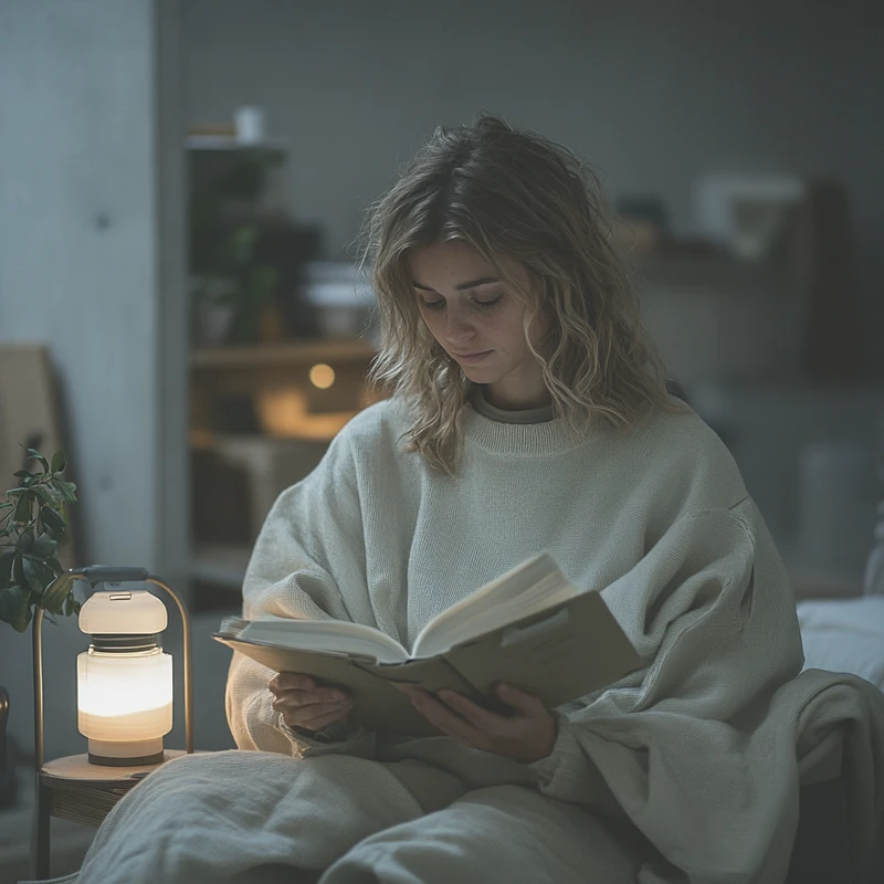 다양한 ETF 옵션을 학습하는 초보자 투자자, 아늑한 공부 분위기, 사색하는 표정, 부드러운 따뜻한 조명, 전문가의 분위기
