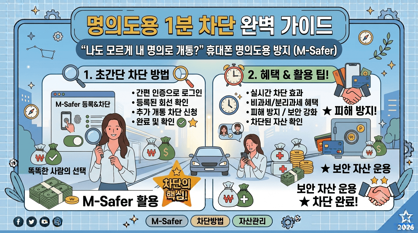 나도 모르게 내 명의로 개통? 휴대폰 명의도용 방지 서비스(M-Safer) 1분 차단 방법