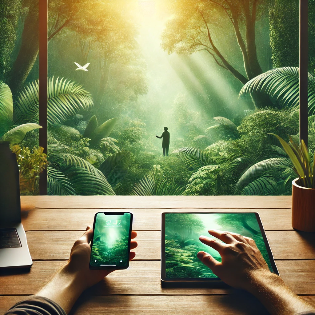 디지털과 자연의 조화를 상징 하는 사진