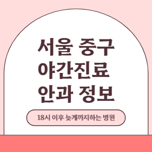 서울 중구 야간진료 안과 병원 (18시 이후 늦게까지하는 병원)