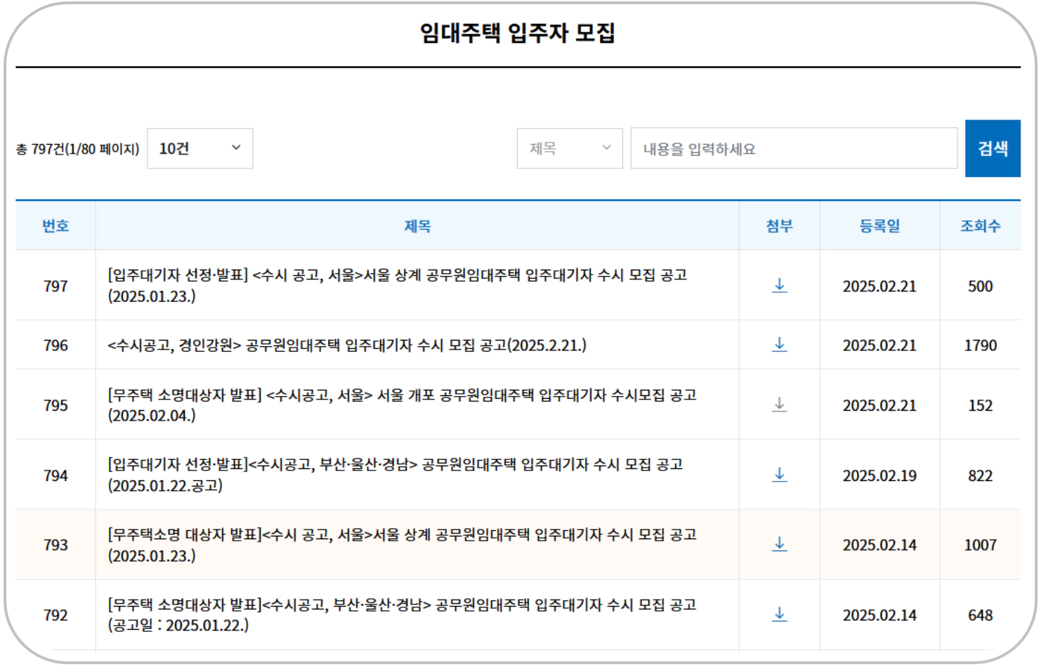 임대주택 입주자 모집 공고