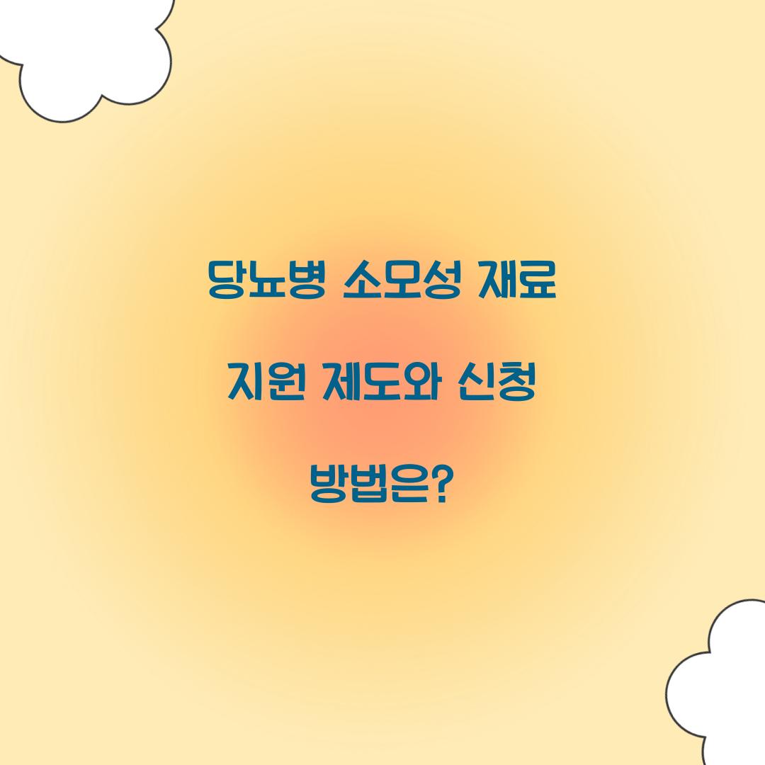 당뇨병 소모성 재료 지원 제도