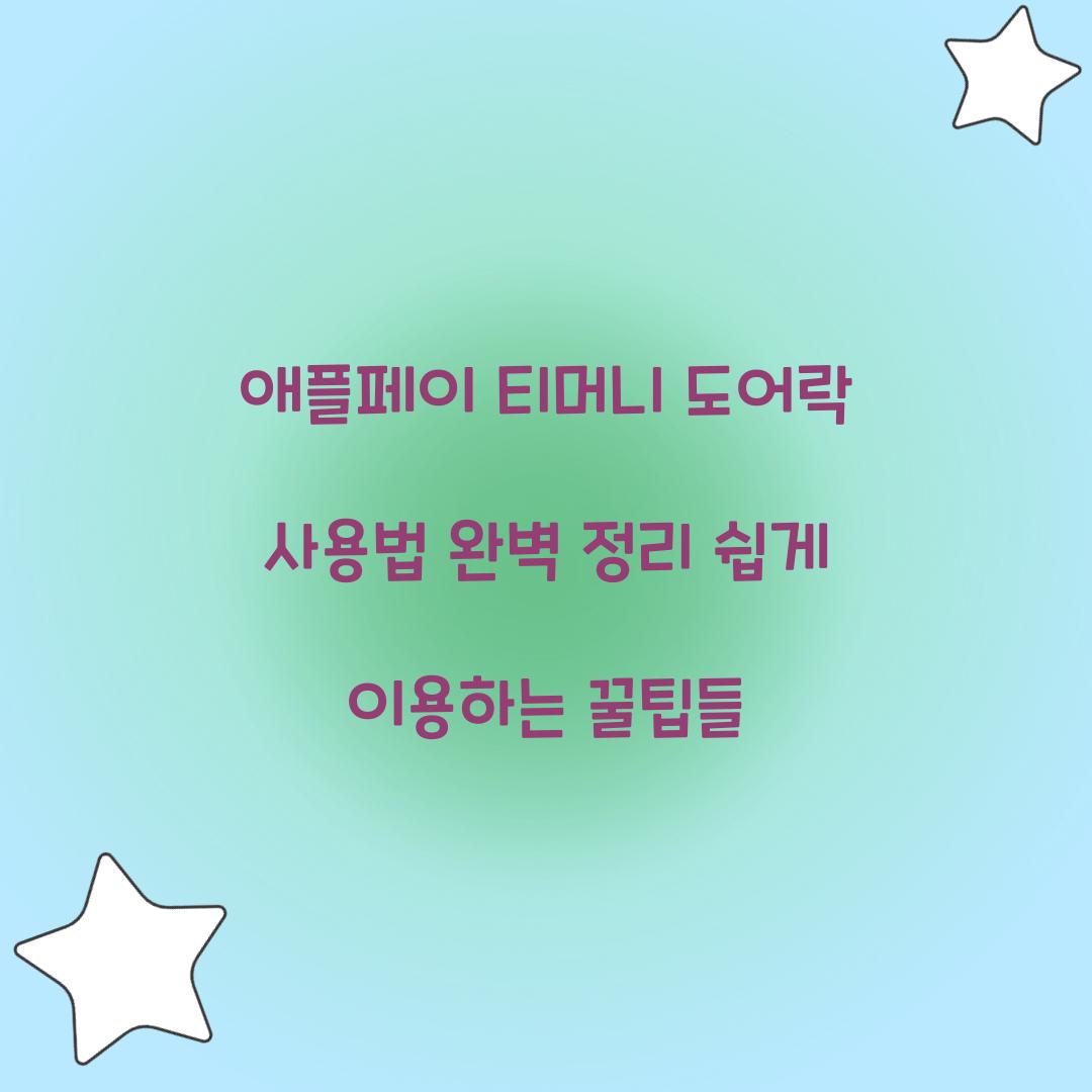 애플페이 티머니 도어락