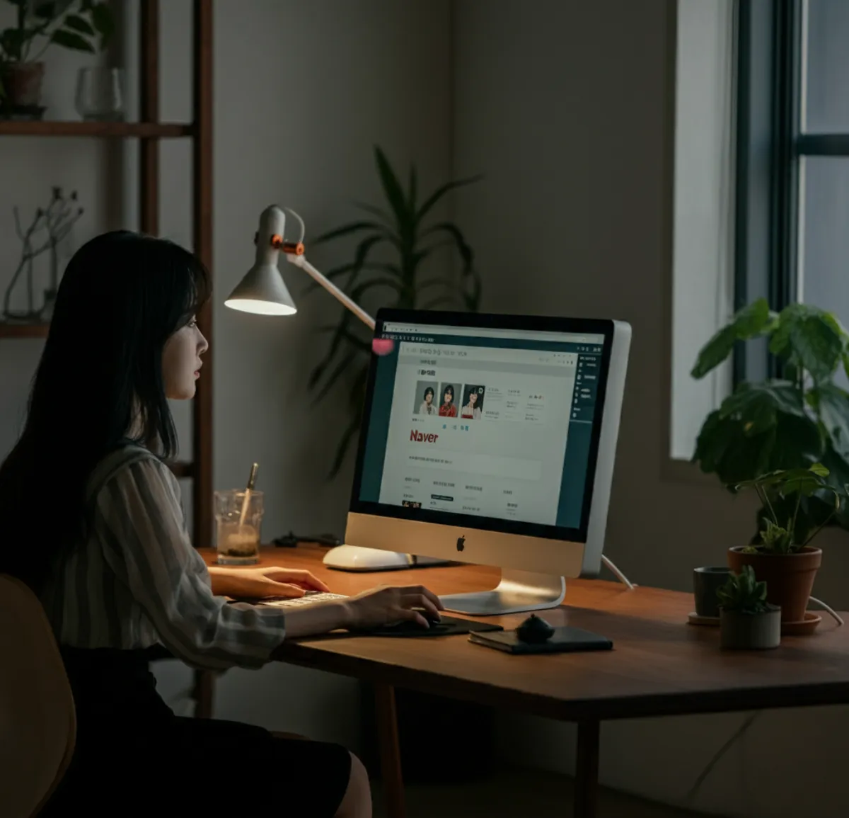 컴퓨터모니터로-네이버화면보는-한국여자03