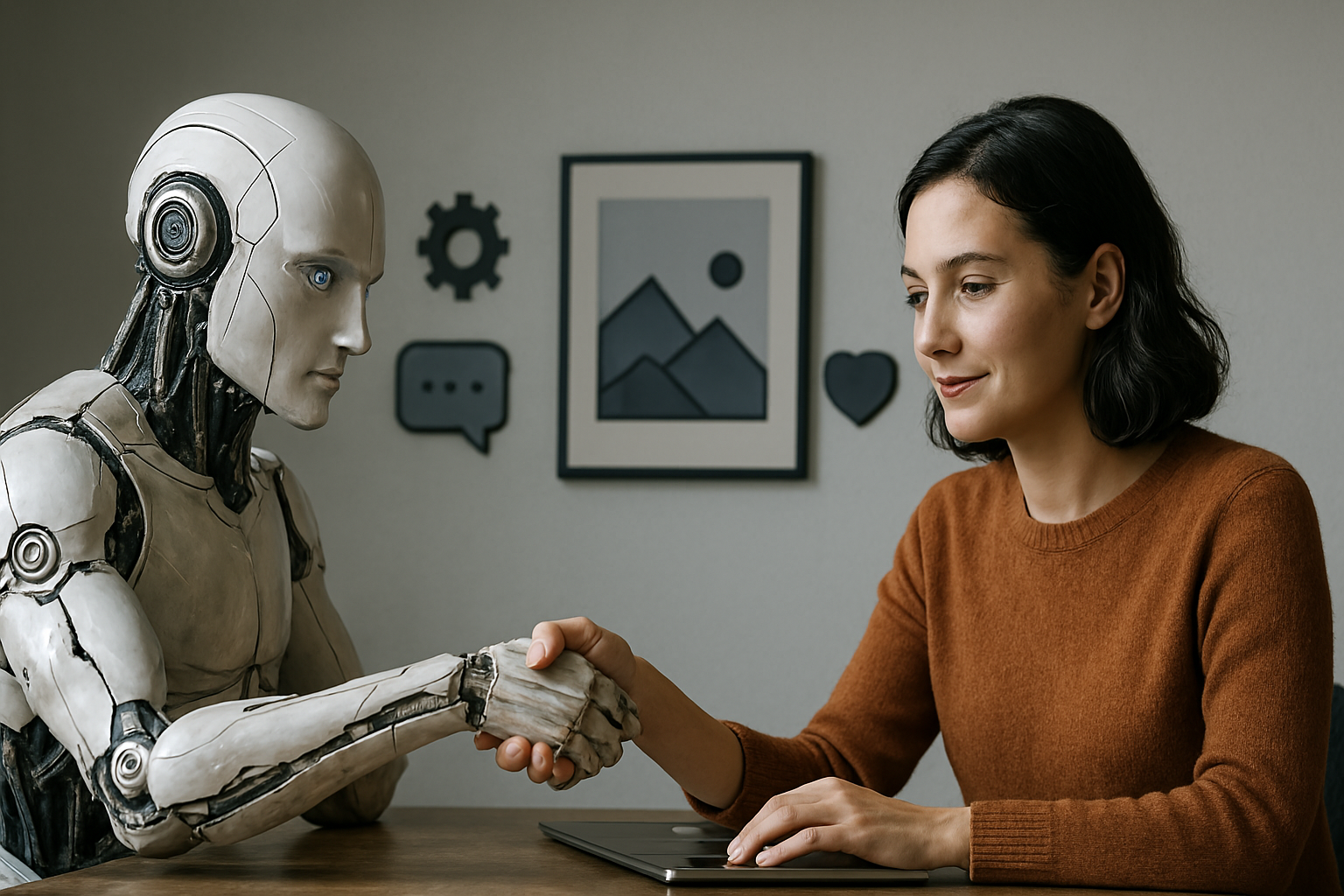 AI와 인간이 협력하는 미래형 실사 이미지