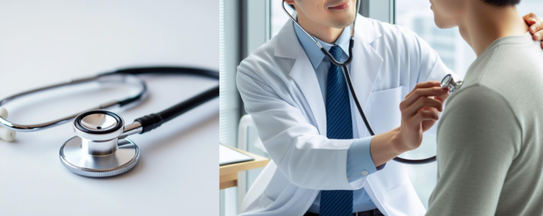 소화불량 또는 속 불편 증상으로 병원을 방문해 진료를 받는 장면, 위장 질환 진단 이미지