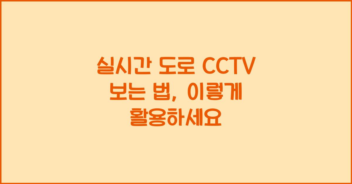 실시간 도로 cctv 보는 법