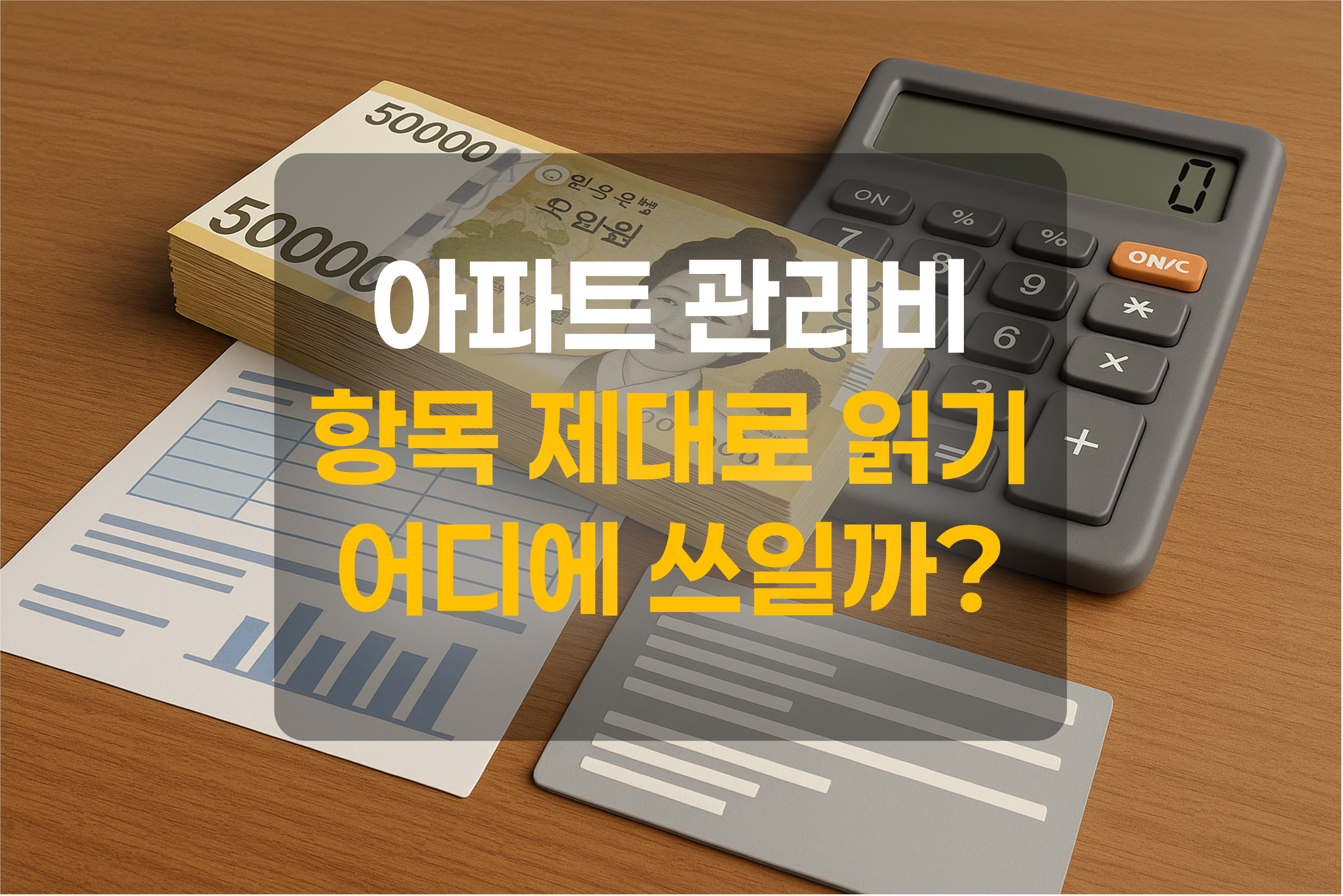 화폐, 계산기, 고지서를 표현한 그림