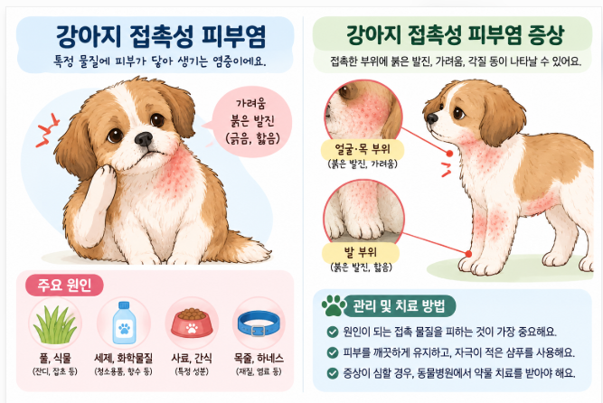 강아지 접촉성 피부염 원인과 증상|발바닥·배 피부염 치료 및 예방법