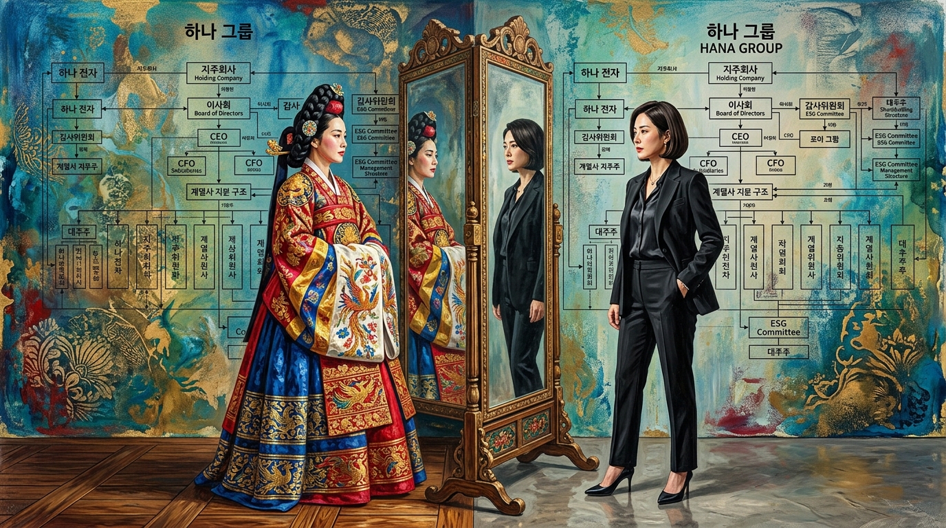 대군 가문의 지배구조를 현대 대기업 시스템에 비유한 이미지
