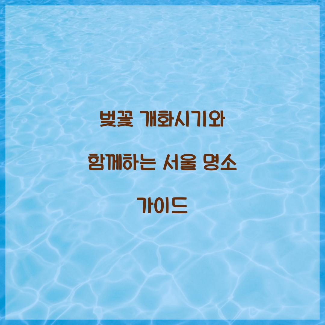 벚꽃 개화시기