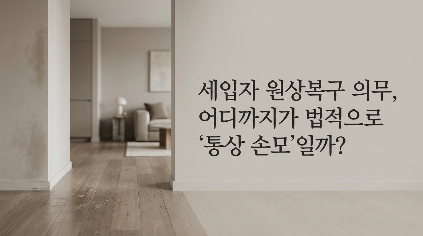 세입자 원상복구 의무 어디까지? 통상손모와 비통상손모 구분 기준, 대법원 판례 분석, 감가상각 계산법, 보증금 분쟁 해결 절차까지 완벽 정리. 부당청구 대응법과 무료 법률상담 안내 포함