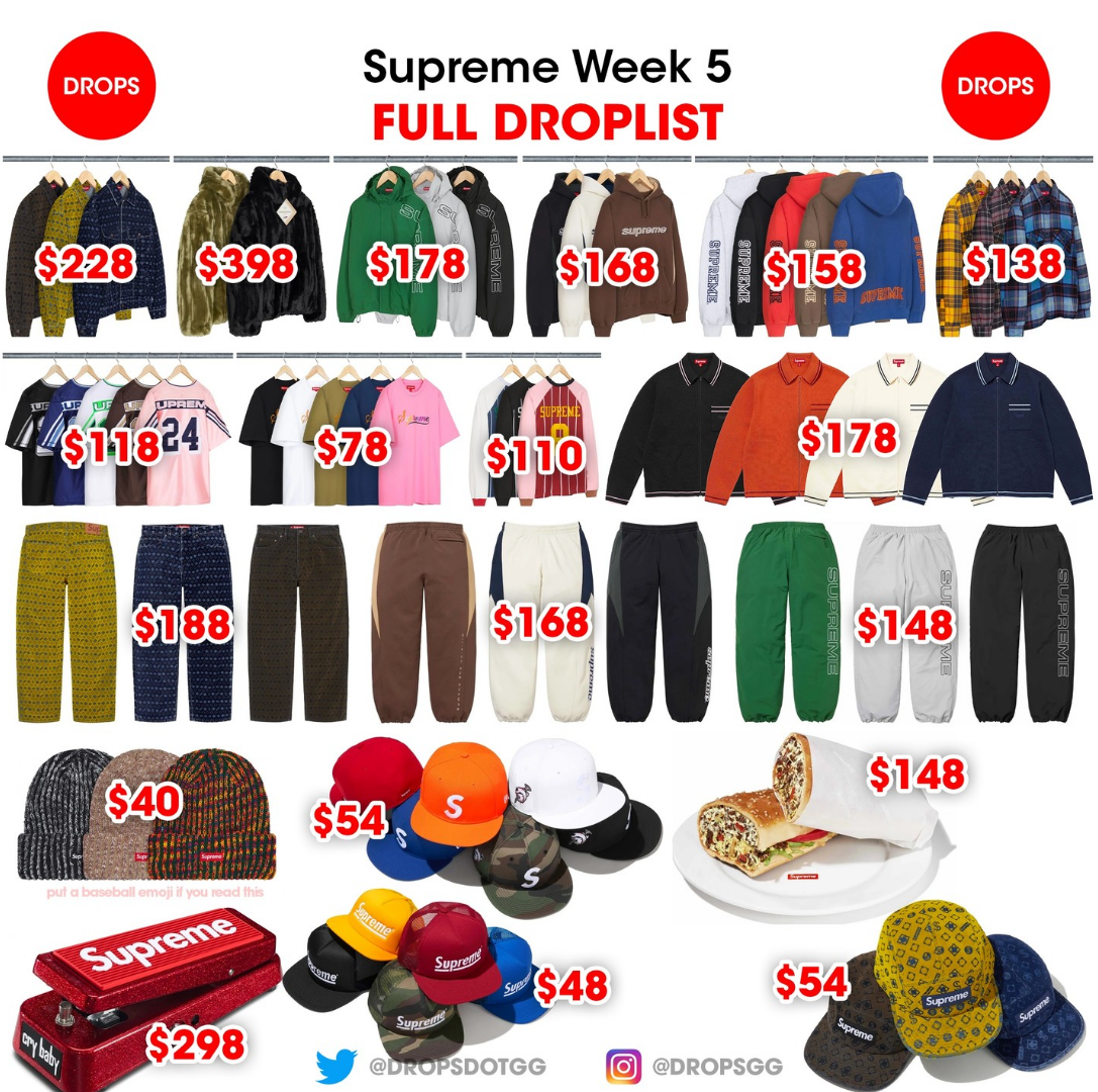 슈프림 SUPREME 24년 FW 5주차 드랍리스트
