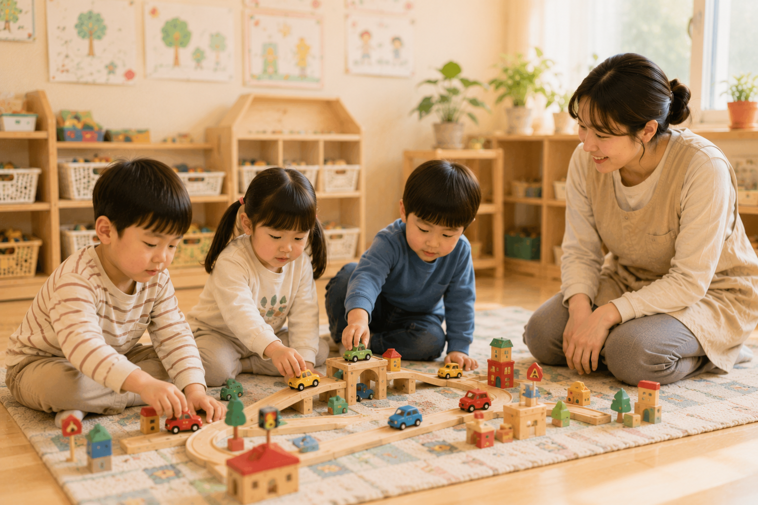 아이들과 교사의 따뜻한 놀이 시간