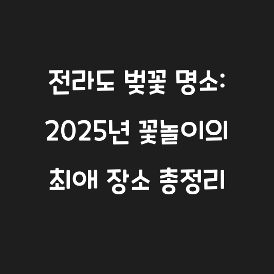 전라도 벚꽃 명소: 2025년 꽃놀이의 최애 장소 총정리 대표 이미지