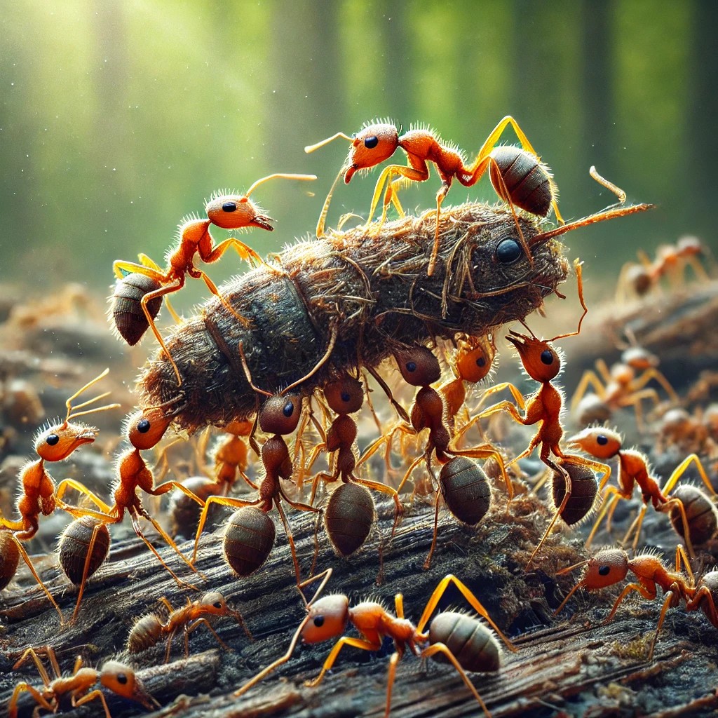 개미와 협동: 무거운 물건을 함께 옮기는 기술