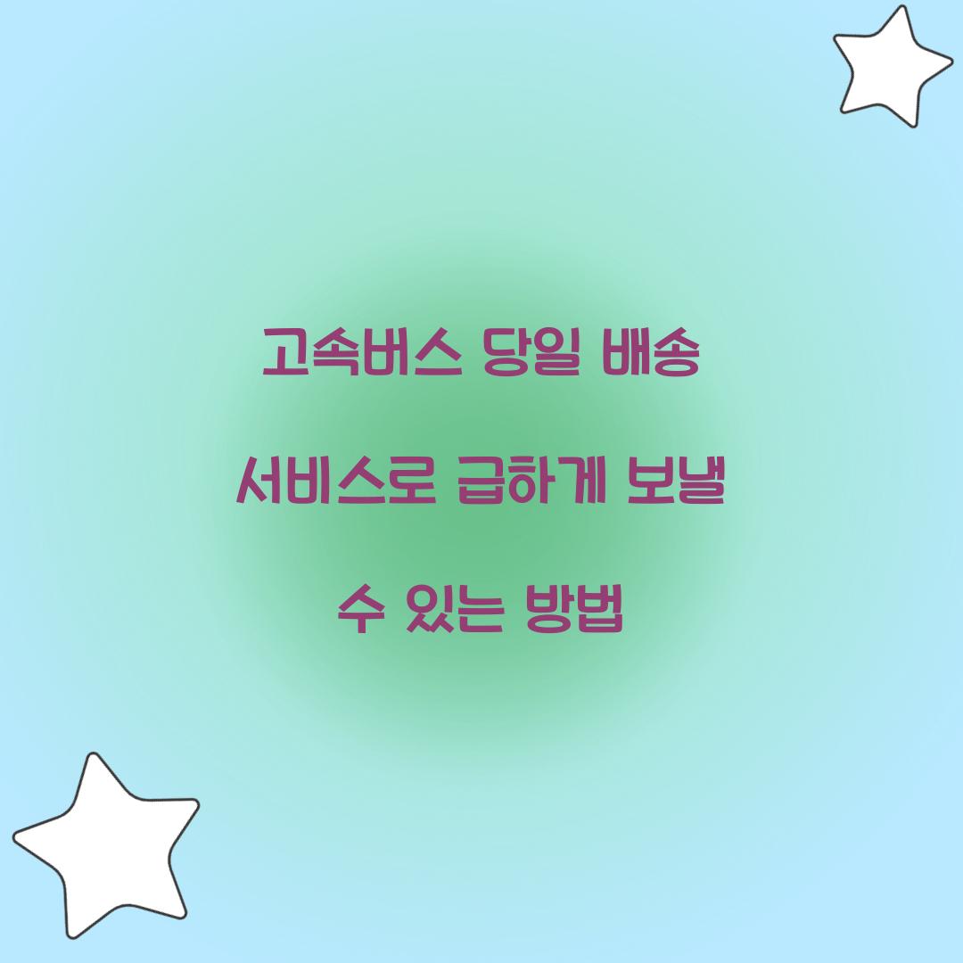 고속버스 당일 배송 서비스