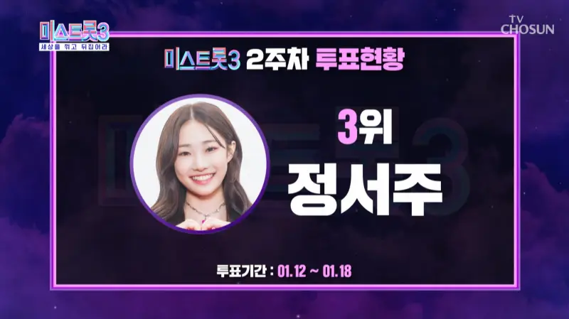 미스트롯3-2주차-투표-3위-정서주