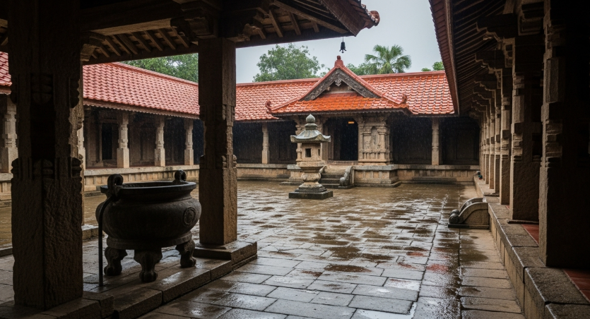 이솝 휠 향을 맡았을 때 떠오르는 이미지 : 비 온 뒤 절간의 마당