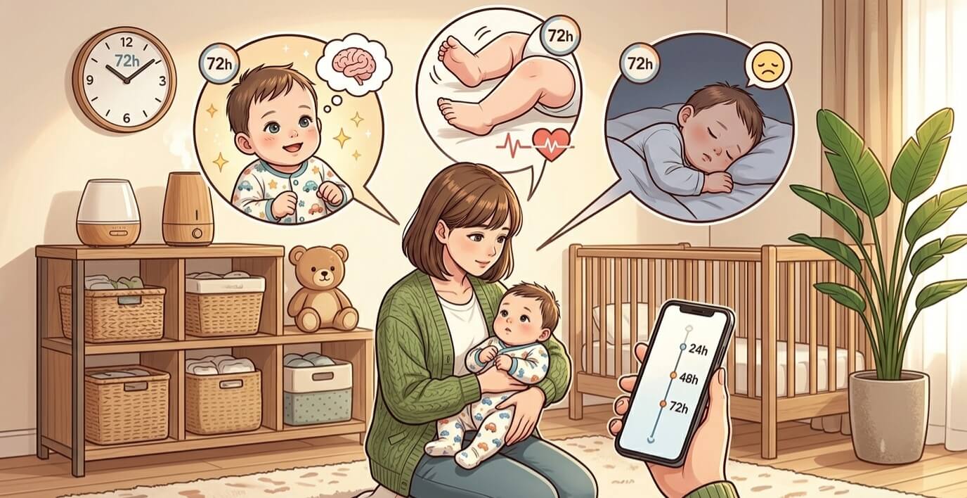 아기가 침대에서 떨어졌을 때(낙상 사고) 72시간 동안 관찰해야 할 증상