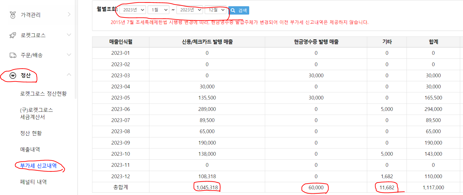 쿠팡 부가세 신고내역