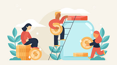 프리랜서와 자영업자가 다양한 방식으로 소득을 올리고 있는 모습을 표현한 종합소득세 관련 일러스트