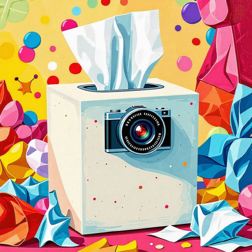 각티슈 안에 카메라 그린 사진_