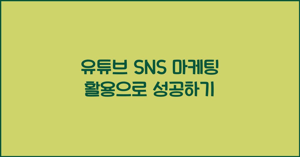 유튜브 SNS 마케팅 활용