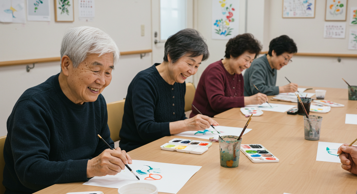 노인분들이 그림을 그리는 모습이 행복해 보인다