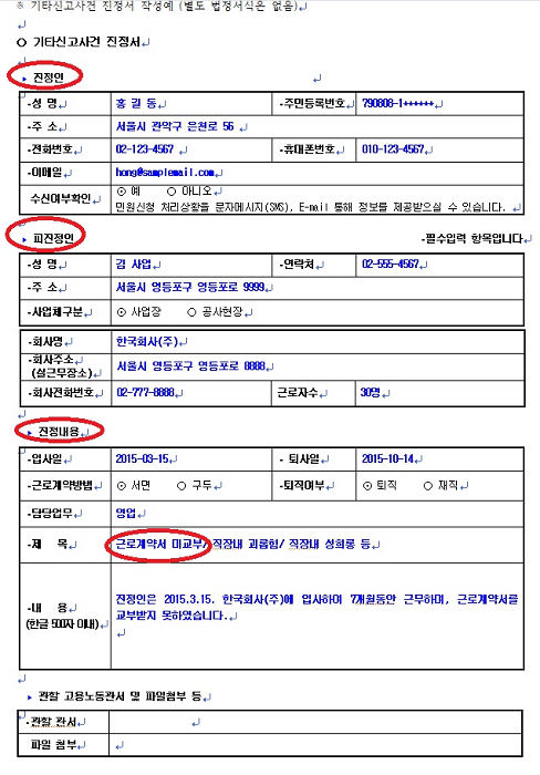 근로계약서 미작성 벌금 퇴사 퇴직금 신고 방법