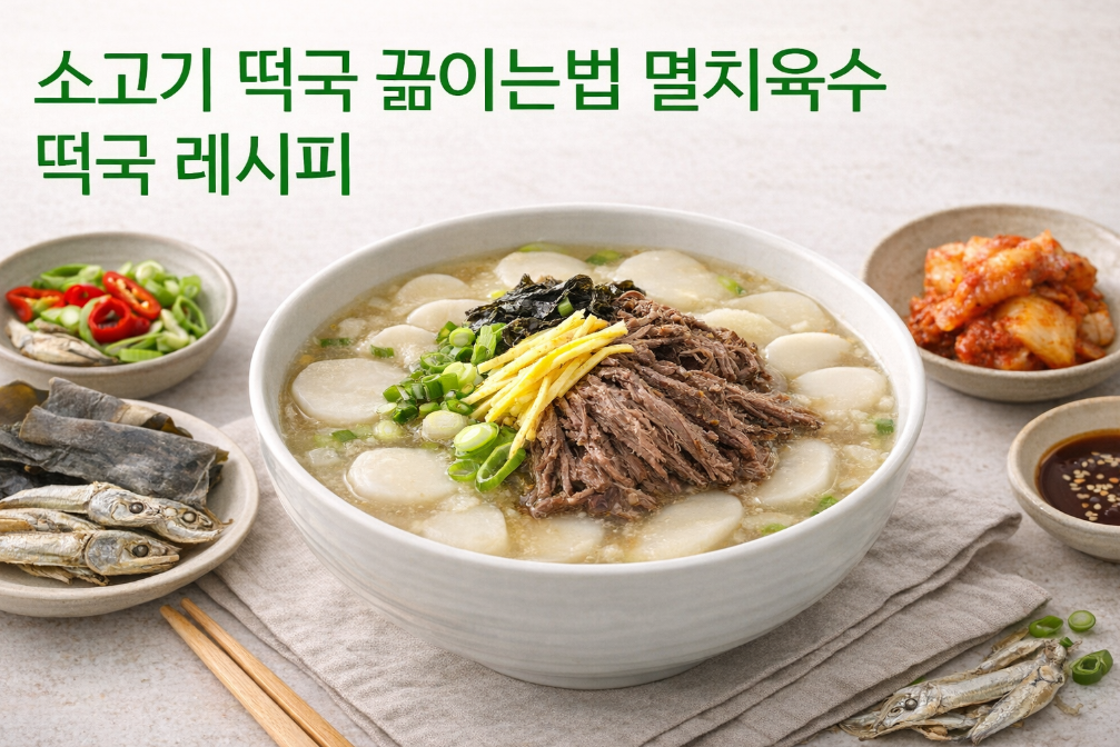 집에서 끓이는 소고기 떡국, 멸치육수로 3분 완성법