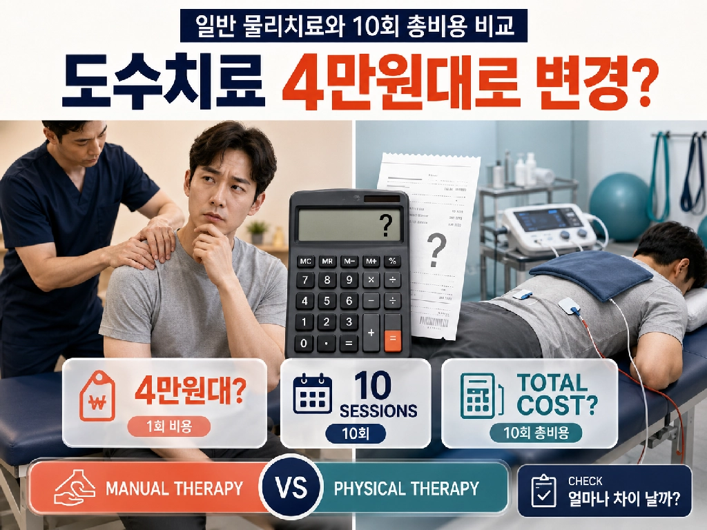 도수치료 비용 4만원대로 변경? 일반 물리치료와 10회 총비용
