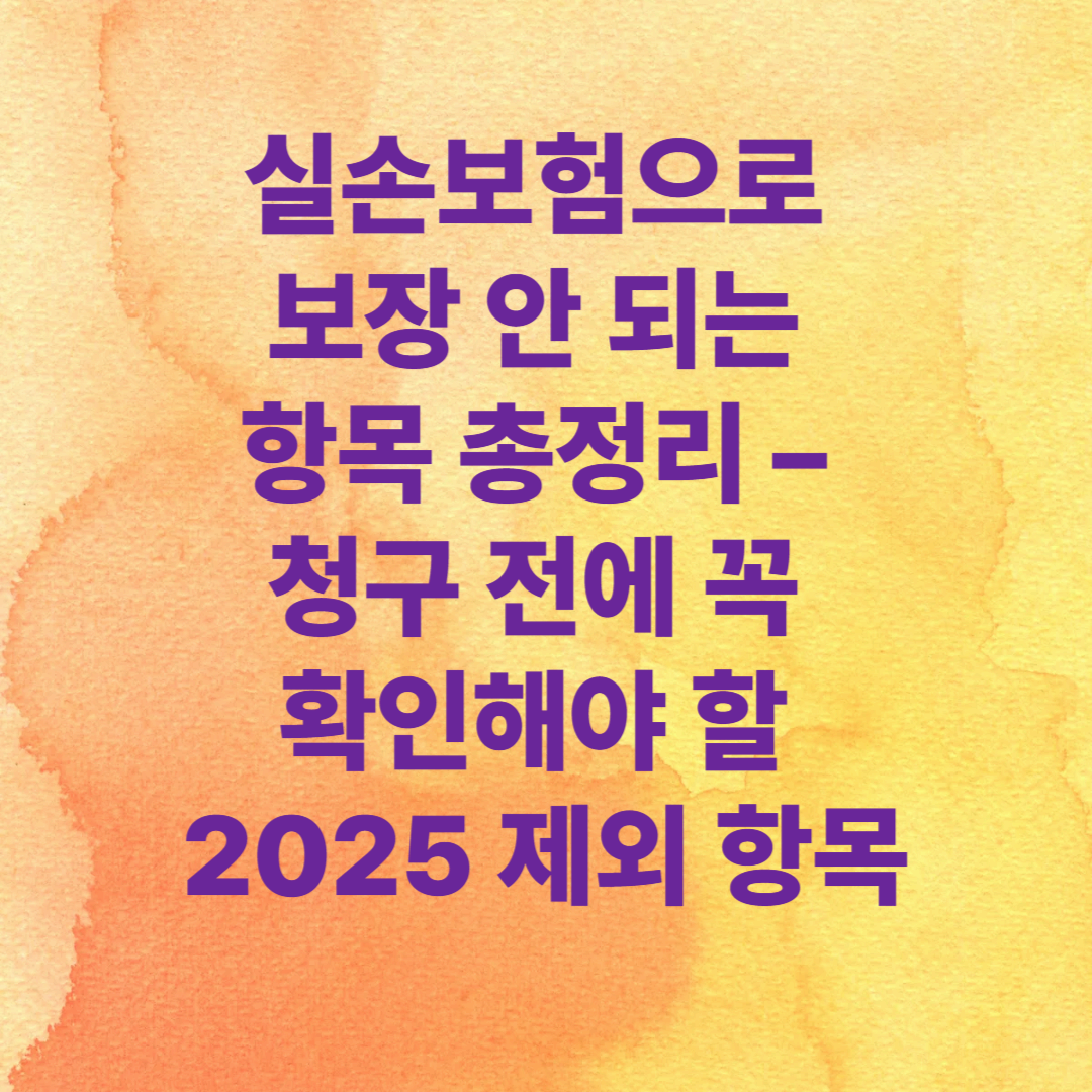 실손보험으로 보장 안 되는 항목 총정리 &ndash; 청구 전에 꼭 확인해야 할 2025 제외 항목 리스트